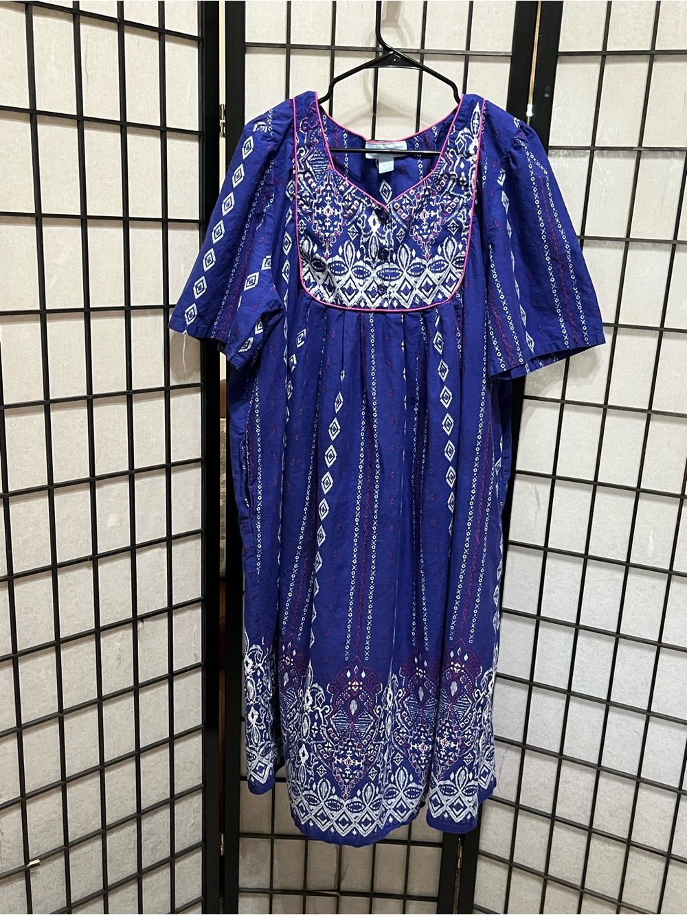 ONLY NECESSITIES BIB-FRONT LOUNGER BLUE BOHO PRINT PATIO LOUNGER SIZE 1X